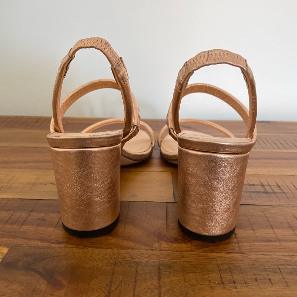 NIB J.Crew Metallic Strappy Block Heel Sandals - Picture 4 of 6